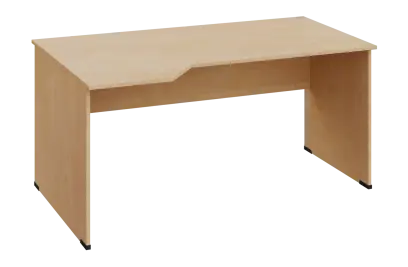 EZL 18 - 164 stůl kancelářský, rohový, levý, dřevěná podnož, deska 18 mm, široký 1600 mm, bříza světlá